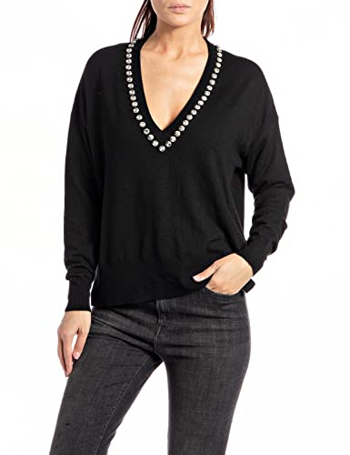 Replay Damski sweter DK1460, 098 czarny, XL