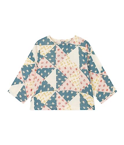 Petit Bateau A0893 bluzka z długim rękawem dla niemowląt (1-Pack), Lawina biała/wielokolorowa, 3 miesięcy