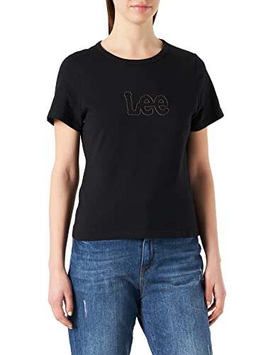 Lee Damska koszulka Slim Cropped, Czarny, XS