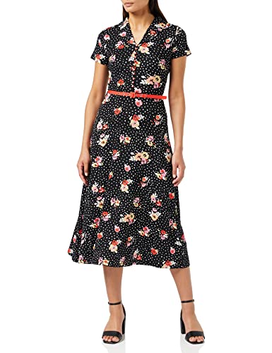 Joe Browns Damska sukienka w kropki, kwiatowa w paski, w stylu casual, czarna, 6