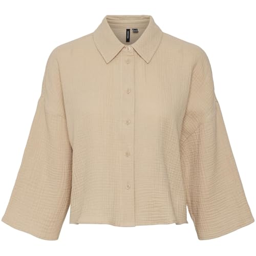 VERO MODA Vmnatali Crop Shirt WVN Noos Top, Irish Cream, L
