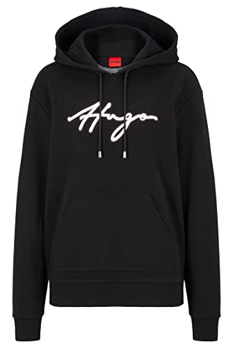 HUGO Damska bluza z kapturem Easy, czarny (Black1), XXL