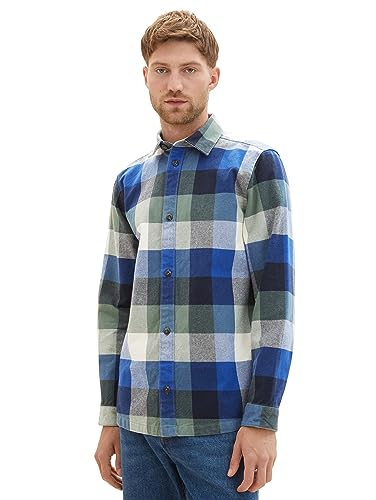 TOM TAILOR Męska koszula overshirt z dużym wzorem w kratkę, z bawełny, 32311-blue Colorful Block Check, XXL