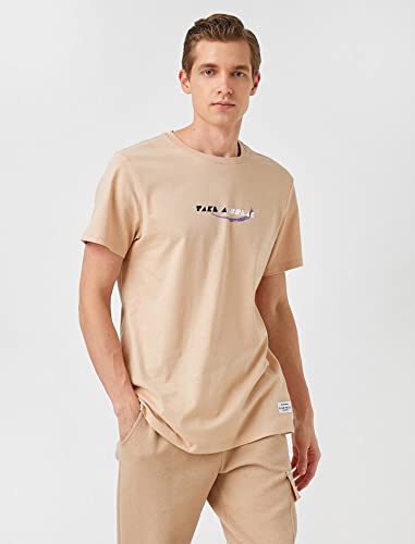 Koton Koszulka męska z aufdruck, beżowa (050), XL, Beżowy (050), XL