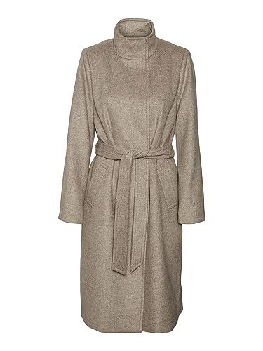 Vero Moda Vmtwodope Vera długi płaszcz wełniany Ga Noos, Srebrna norka/szczegół: melanż, L