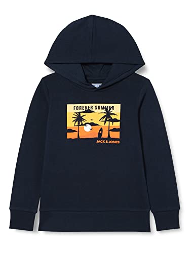Jack & Jones Junior Chłopięca bluza z kapturem Jjsummer Cool Sweat Hood Jnr, granatowy blezer, 128