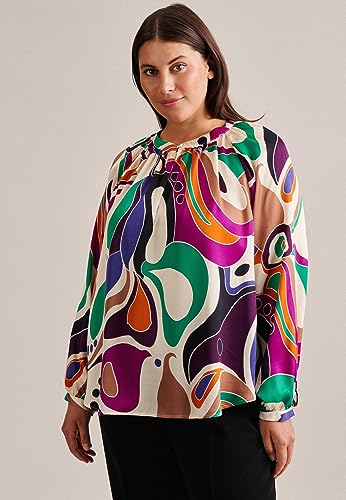 Seidensticker Damska bluzka - modna bluzka - Curvy Fit - okrągły dekolt - długi rękaw - 100% wiskoza, beżowy, 50