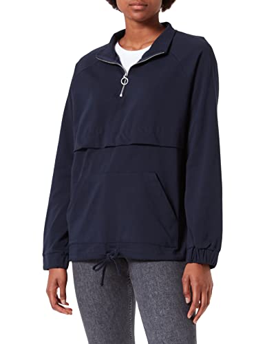 Bluza z kapturem Kaffe damski sweter z pół-suwakiem z przodu kieszenią ściąganą talią, środkowa morska, XXL