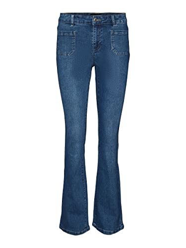 VERO MODA Spodnie damskie, niebieski (medium blue denim), 31W / 32L