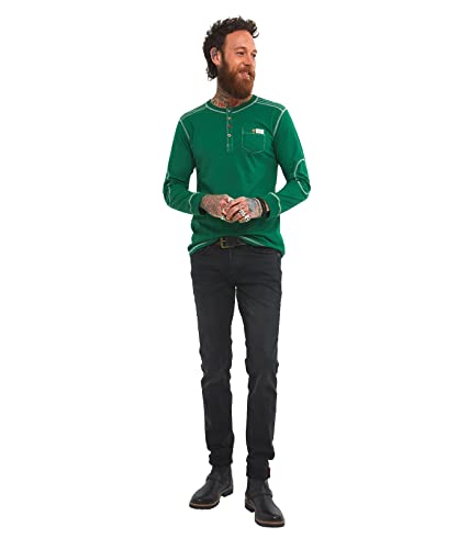 Joe Browns Klasyczna koszulka męska z długim rękawem Henley, ZIELONY, XXL
