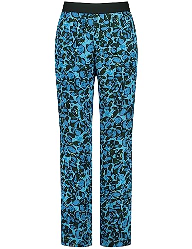 Samoon Damskie spodnie Palazzo z nadrukiem Carlotta, spodnie rekreacyjne, długie, wzorzyste, regularna długość, Wzór Blue Light, 52