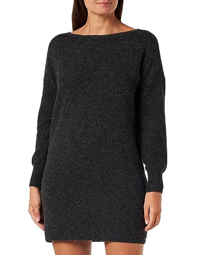 Bestseller A/S Damska sukienka VMDOFFY LS Boatneck Knee Dress GA Boo, Black/Detail:Melange, M, Black/Detail:melange, M