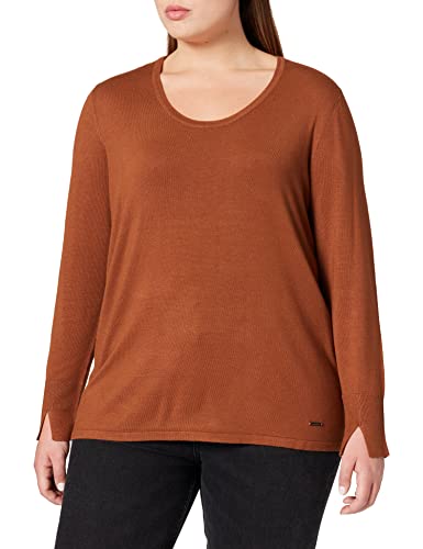 Samoon Damski kardigan z dzianiny prążkowanej z długim rękawem, szerokie prążkowane ściągacze, przecięte ramiona, kurtka dzianinowa jednokolorowa, Mocca Brown, 44