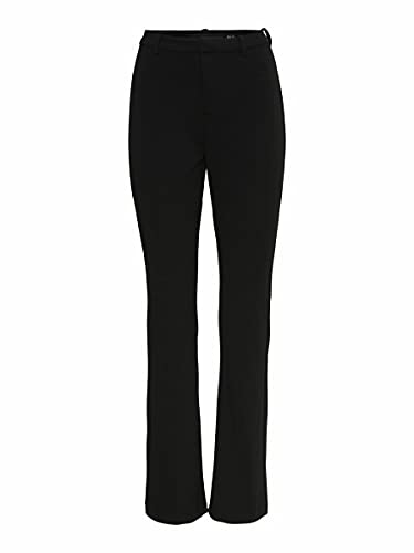 VERO MODA Spodnie damskie wyeksponowane normalna wysokość w pasie, czarny, M