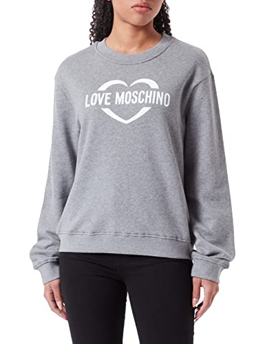 Love Moschino Damska bluza z długim rękawem o regularnym kroju z nadrukiem holograficznym, Medium Melange Gray, 46