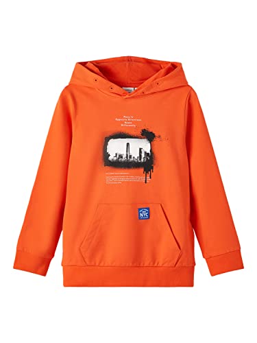 NAME IT Bluza chłopięca Nkmbesper Ls Sweat Wh Unb, Tigerlily, 116