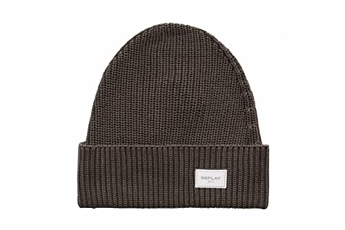 Replay Męska czapka beanie AM4236, 421 Grey DK Green, UNIC, 421 GREY DK GREEN, jeden rozmiar