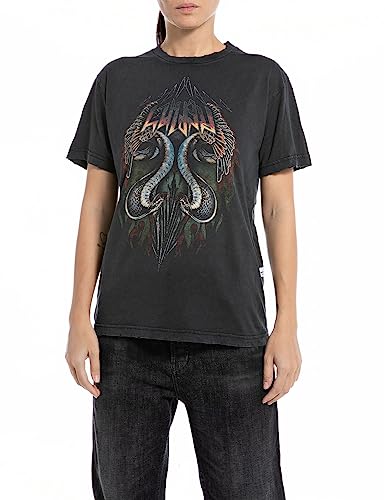 Replay T-shirt damski regular fit, 098 BLACK, XXS