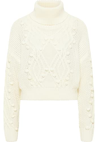 aleva Damski sweter z golfem z dzianiny 19025286-AL04, wełniany biały, M/L, biały (wollweiss), M-L