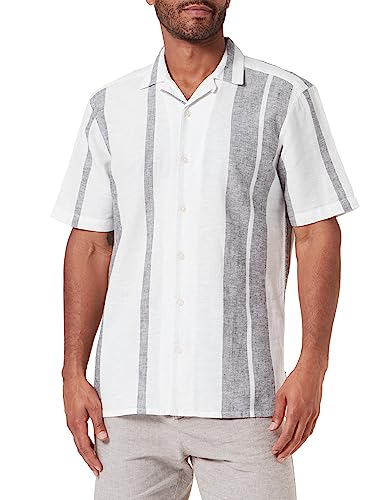 ONLY & SONS Onscaiden Ss Stripe Linen Resort Noos T-Shirt męski, Cloud Dancer, S