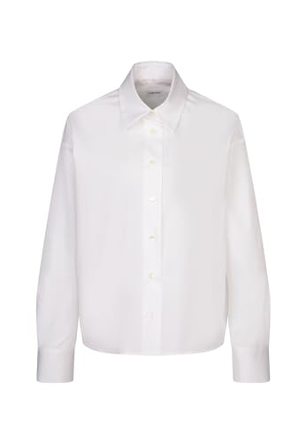 Seidensticker Damska bluzka - modna bluzka - Regular Fit - kołnierz koszuli - długi rękaw - 100% bawełna, biały, 34