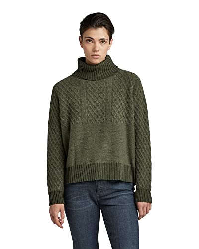 G-STAR RAW Damski sweter Structure Turtle Loose Knit, Zielony (Dk Green C928-884), XS