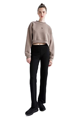 DeFacto Sweter z długim rękawem damski - okrągły dekolt bluza damska (szary, XL), szary, XL