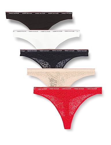 Tommy Hilfiger Stringi damskie, Des/biały/podstawowy czerwony/czarny/mglisty, XL