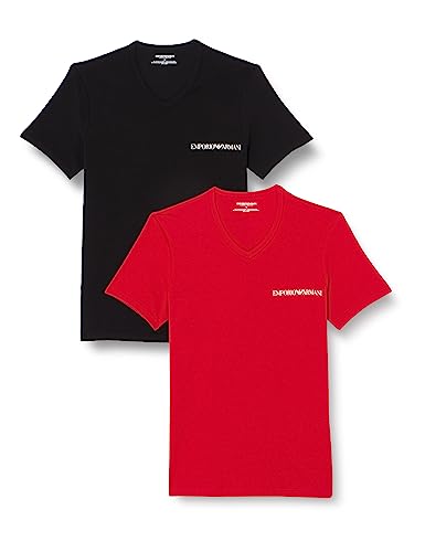 Emporio Armani T-shirt męski (2 sztuki), czarny/czerwony, M