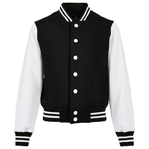 Build Your Brand Unisex dziecięca bluza Organic Kids Sweat College Jacket, czarna/biała, 158/164