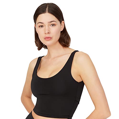 LOS OJOS Crop Tops damski biustonosz sportowy, średni, z wyściełanym biustonoszem, tank top dla kobiet, czarny, L