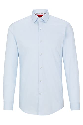 HUGO Męska koszula Koey Slim-Fit z lekkiej bawełny twill jasnoniebieska 44, jasnoniebieski, 44