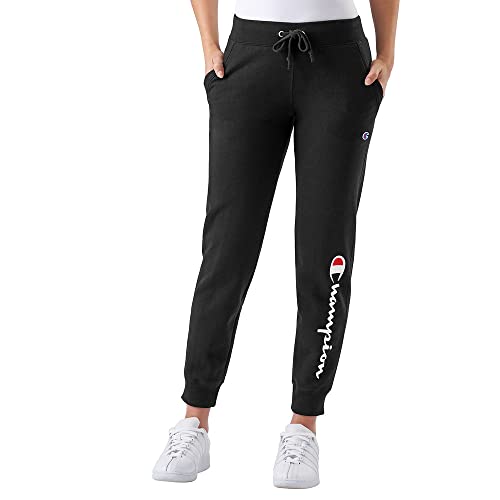 Champion Damskie spodnie Powerblend Jogger, logo Script, Black-y07459, małe
