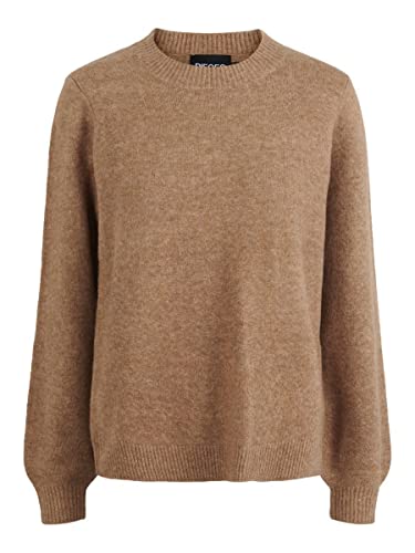 PIECES Damska bluza PCJANITA LS O-Neck Wool Knit NOOS BC Pullover, Fossil, L