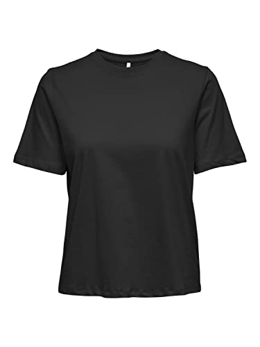 ONLY Women's ONLMAY S/S O-Neck REG TOP Box JRS T-shirt, czarny, L, czarny, L