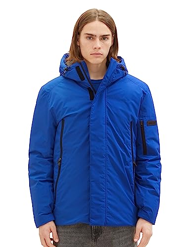 TOM TAILOR Denim Męska kurtka zimowa Technical z kapturem, 14531-błyszczący królewski błękit, M