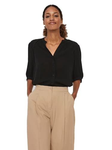 VERO MODA Damska koszulka Vmjane Ss WVN Ga Woven, czarny, XS