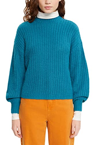 edc by ESPRIT Damski sweter 092CC1I309, 455/TEAL Blue, M