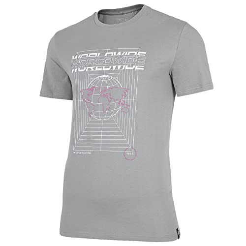 4F Męska koszulka męska TSM029 Tshirt, Middle Grey, M, Middle Grey, M