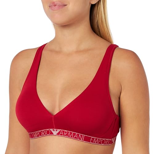 Emporio Armani Damski biustonosz z wyjmowanymi wkładkami i logo Essential Studs, rubinowy (Ruby Red), S