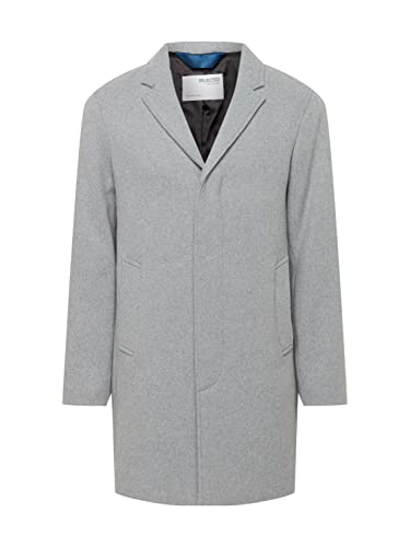 SELETED HOMME Męski płaszcz SLHHAGEN W Coat B Noos, szary melanż/wzór: Twill, M, szary melanż/wzór: twill, M
