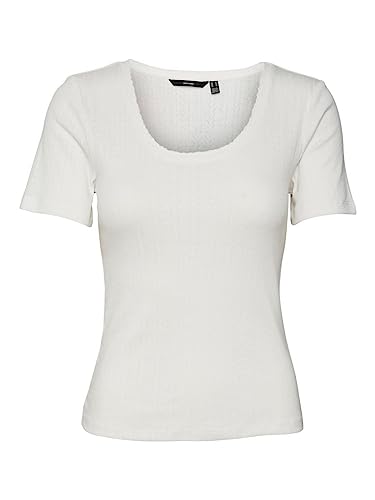 VERO MODA Women's VMCASJA SS TOP NOOS T-Shirt, Snow White, XS, Snow White, XS