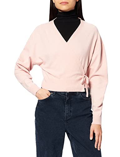 NA-KD Damski kardigan z dzianiny Overlap, Różowy - Dusty Pink, XL