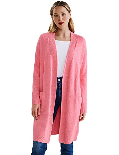 Street One Damski długi kardigan A253554, Bright Winter Rose Melange, 36