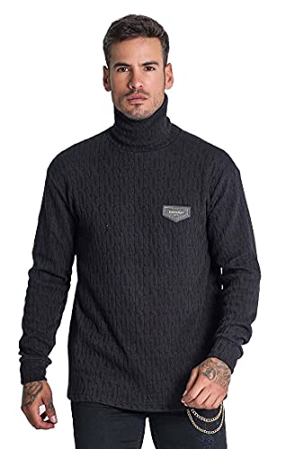 Gianni Kavanagh Męska kurtka z dzianiny Black Power Turtleneck, czarny, M