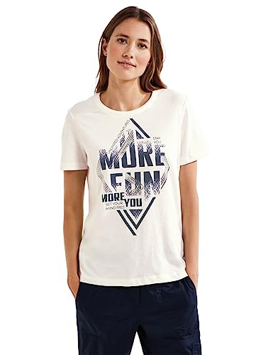 Cecil Damska koszulka z krótkim rękawem z nadrukiem, Vanilla White, L