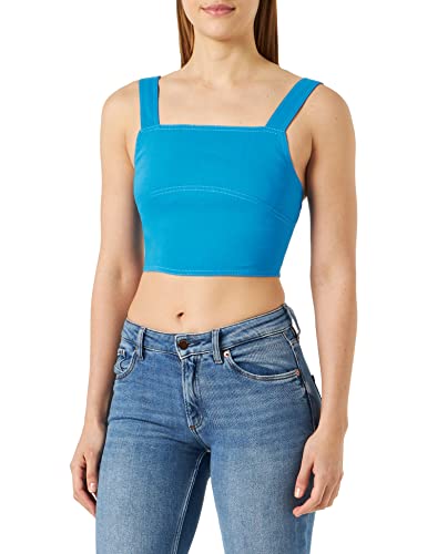 Pinko Damska bluzka z hamulcem Top lniany stretch Podkoszulek, F71_Blu Directory, 10 (S), F71_blu Katalog, 36