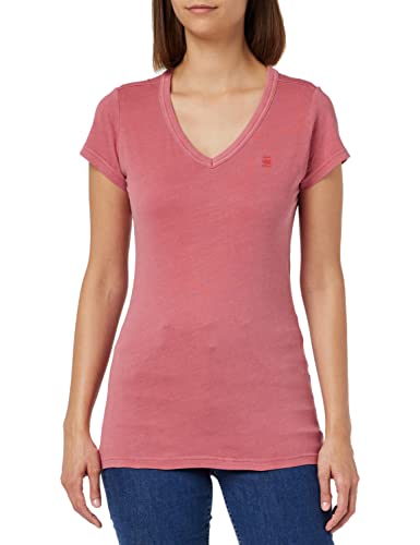 G-STAR RAW Women's Eyben Stripe Slim V-Neck Top T-Shirt, różowy (pink Ink gd D21314-B059-D833), XXS, różowy (Pink Ink Gd D21314-b059-d833), XXS