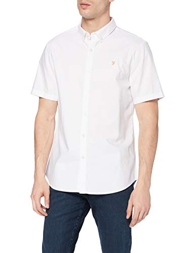 Farah Koszula męska Brewer Slim Fit Cotton Oxford, biały, XXS