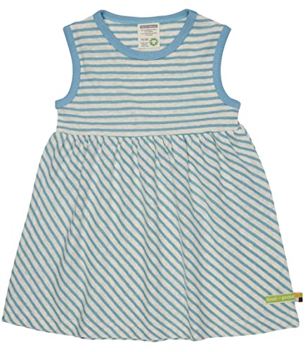 loud + proud Dziewczęca sukienka w paski z lnu, certyfikat GOTS sukienka dziecięca, Lagoon, 74/80 cm